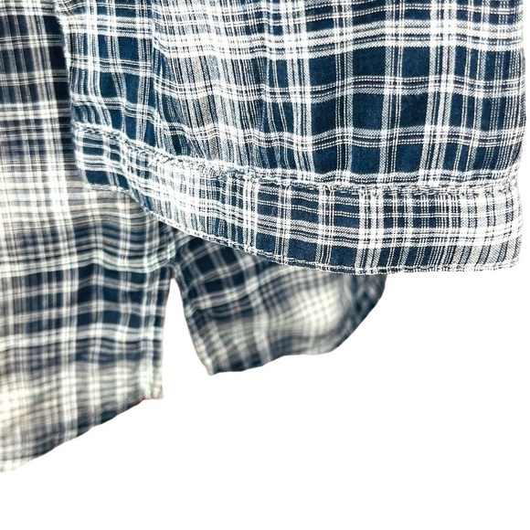 ZARA Woman plaid button down shirt vneck 2 front pockets 3/4 length sleeves SZ S - Picture 7 of 12
